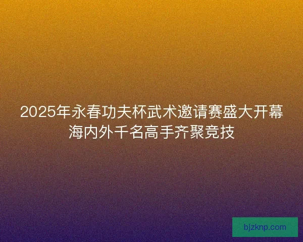 2025年永春功夫杯武术邀请赛盛大开幕海内外千名高手齐聚竞技